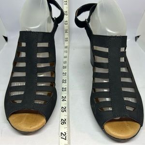 Montana Black‎ Leather Open Toe Sandals Women's 9M